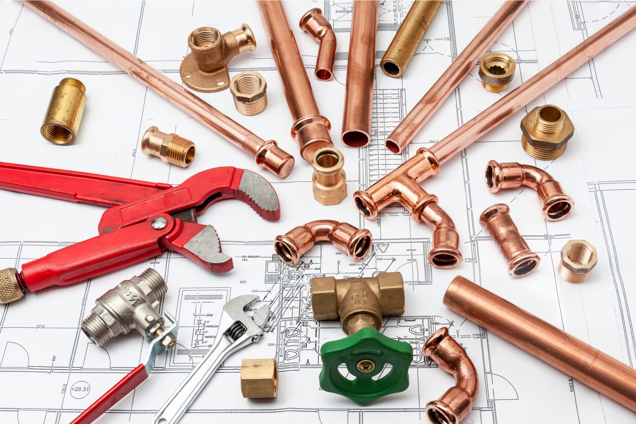 Copper pipe fittings and plumbing parts for Canton, Georgia repairs